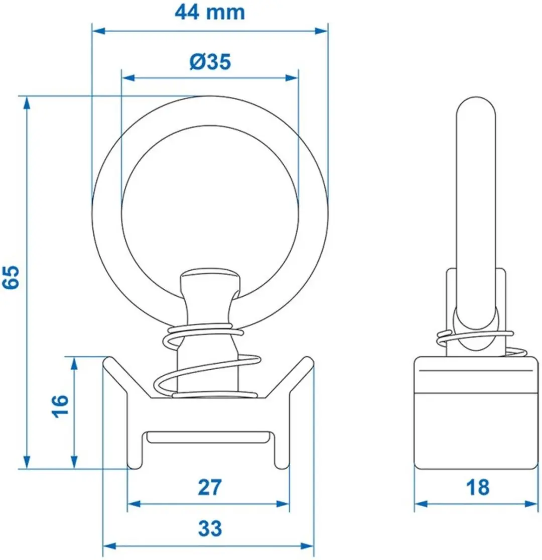 ProPlus Stud fitting voor bindrail enkel metaal - 65x44x18mm - afbeelding 6 van 6