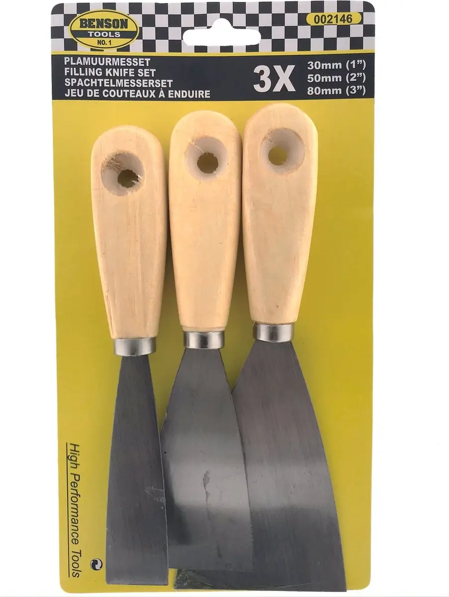 Benson Plamuurmessenset 3-delig - 30, 50, 80 mm - afbeelding 4 van 6