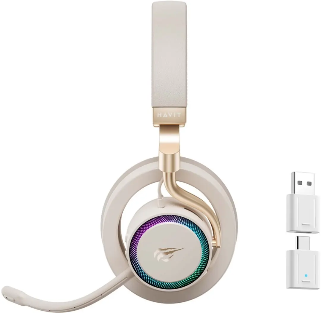 HAVIT Fuxi-H8 Draadloze Gaming Headset - Goud - afbeelding 4 van 5