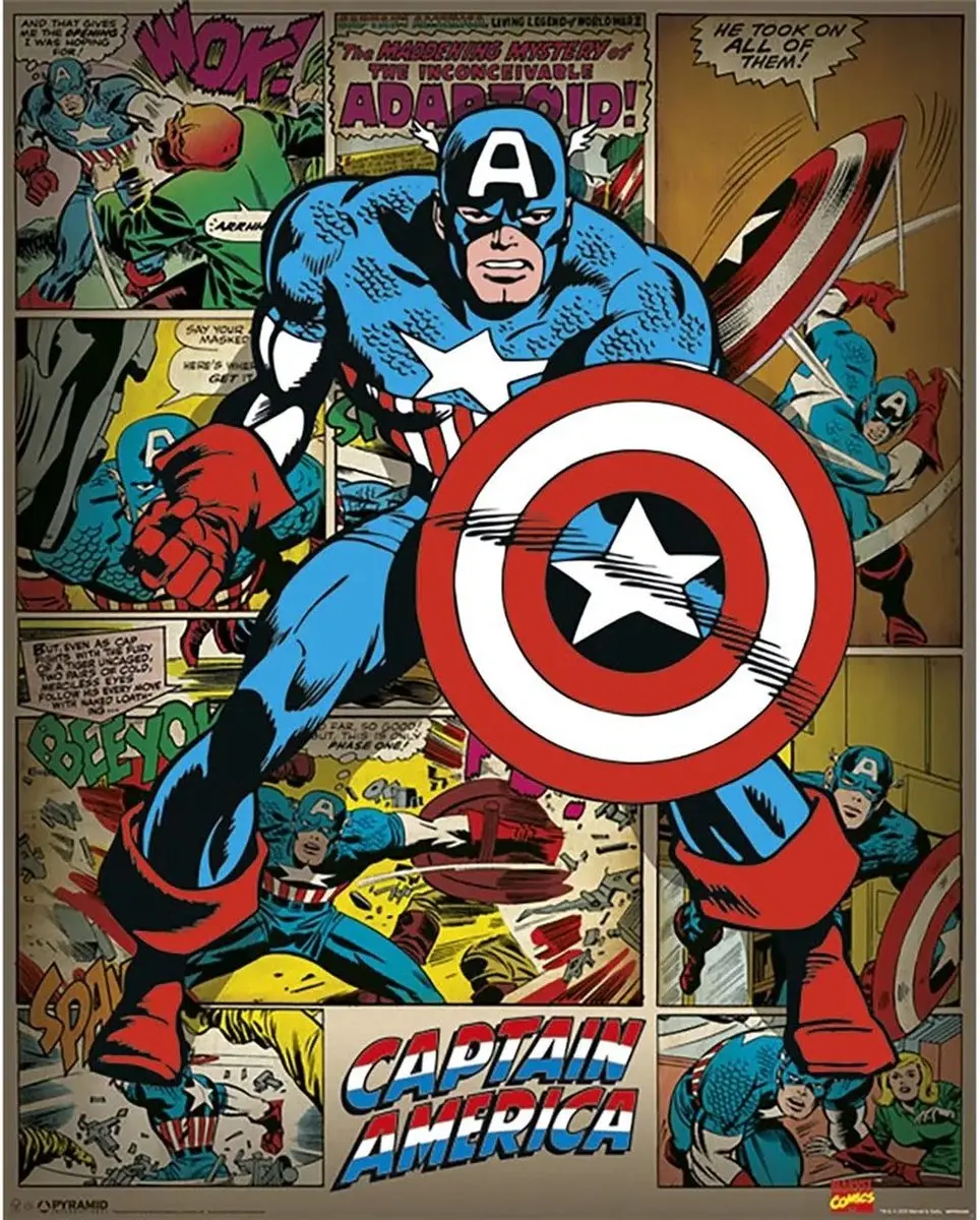 Pyramid International Marvel Comics Poster Pack Captain America Retro 40 x 50 cm