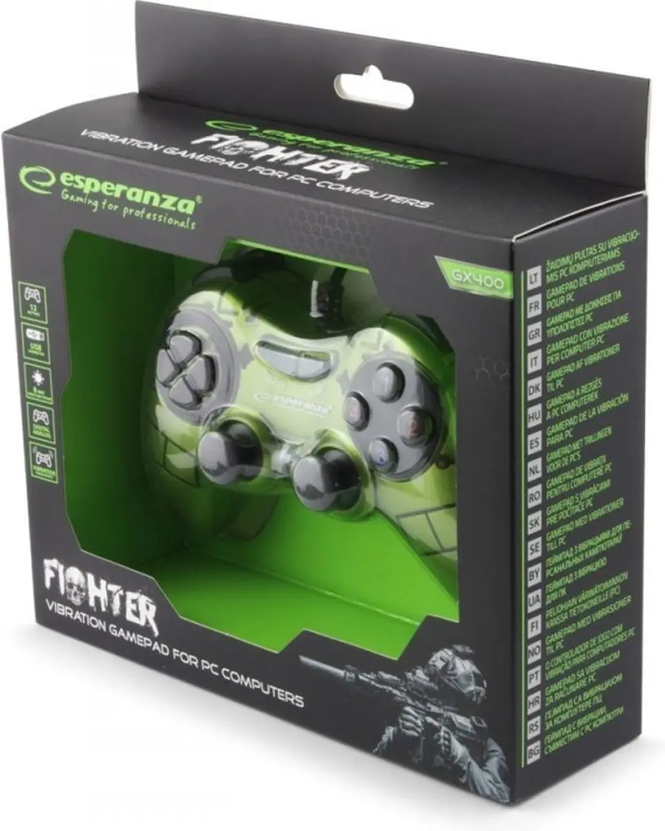 Esperanza Fighter EGG105G Controller - Groen - afbeelding 2 van 4