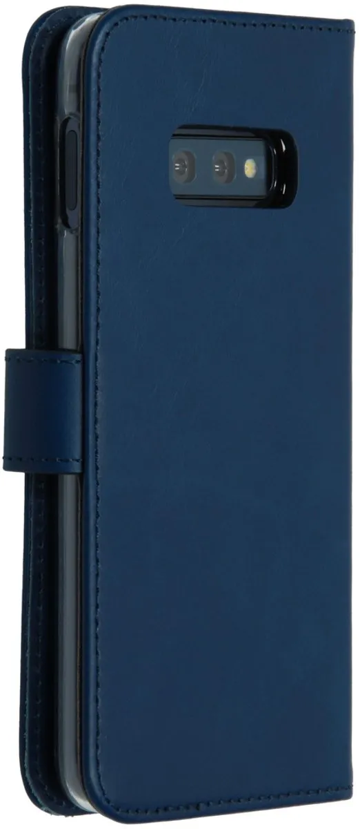 Selencia Hoesje Samsung Galaxy S10e - Echt Lederen Bookcase Blauw