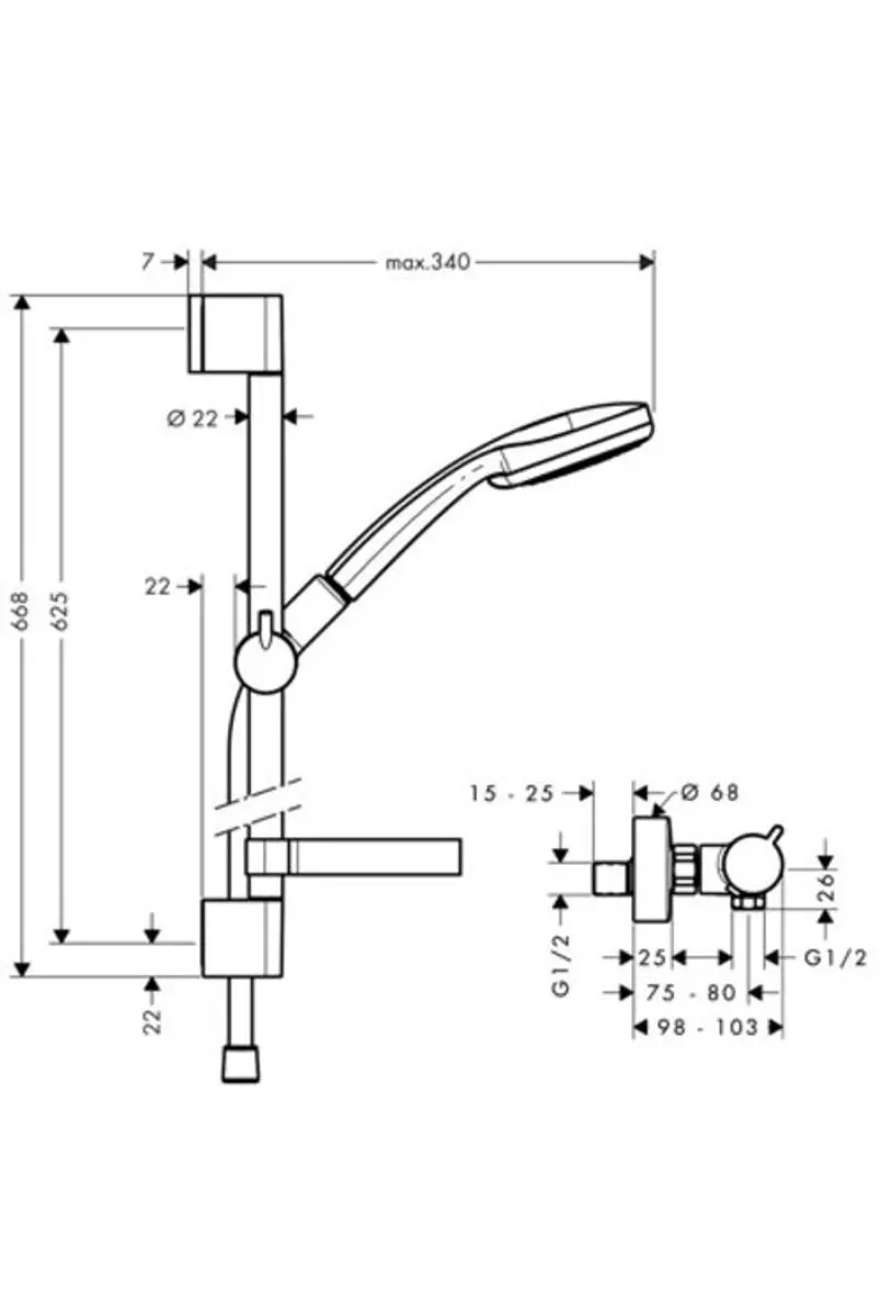 hansgrohe Croma 100 Vario renovatieset 65 cm met Ecostat Comfort thermostaat chr