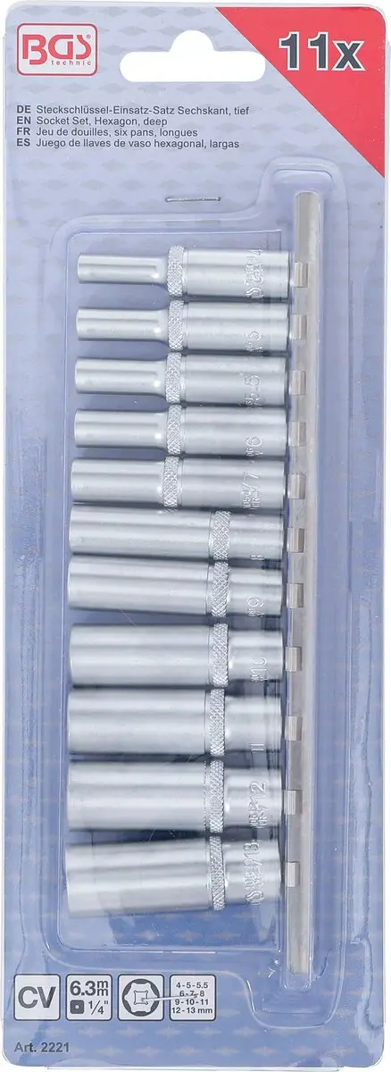 BGS Technic Doppenset 2221 - 11-delig - 1/4" 4-13mm - afbeelding 4 van 6