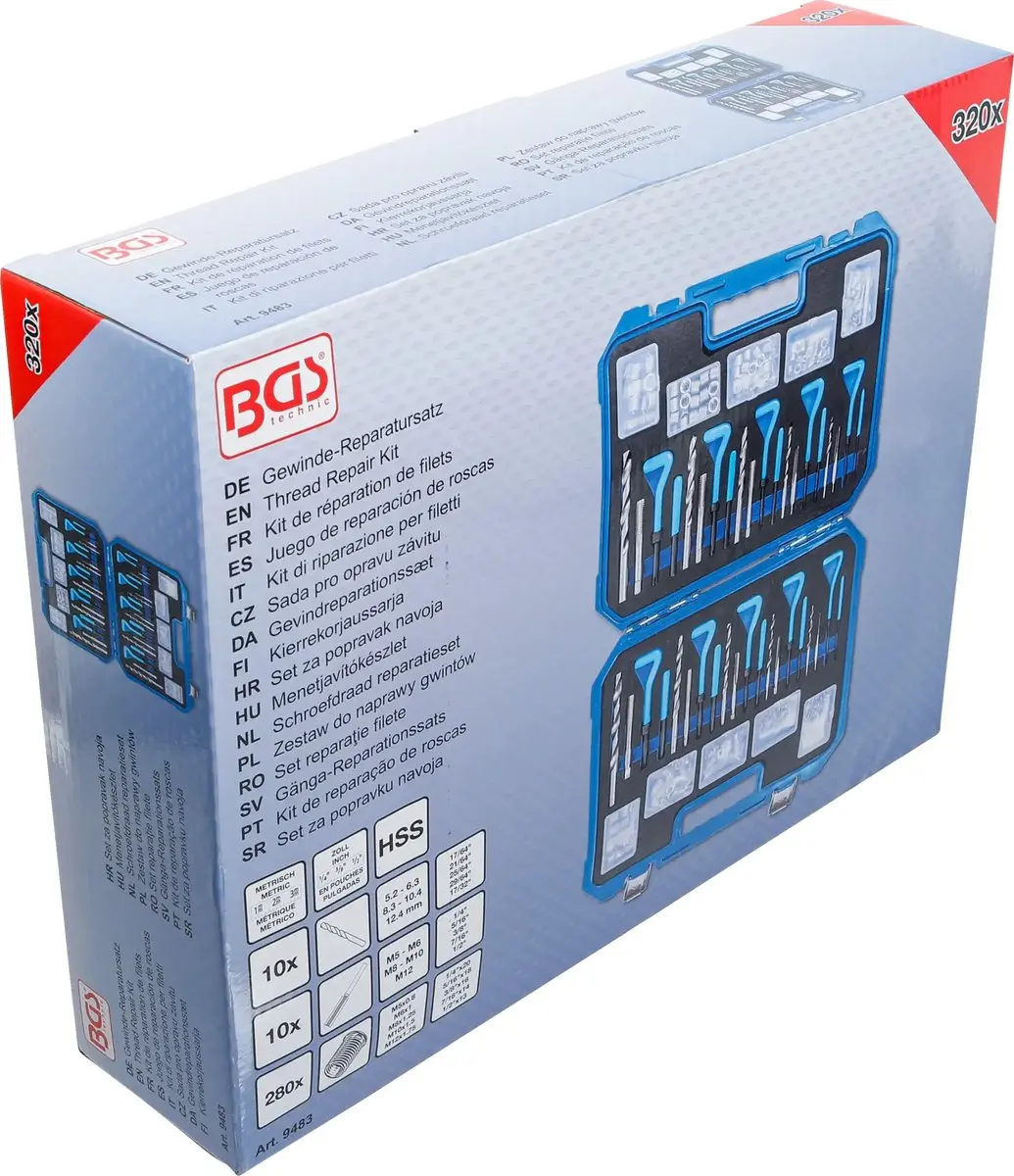 BGS Schroefdraad reparatieset M5-M12, 1/4-1/2