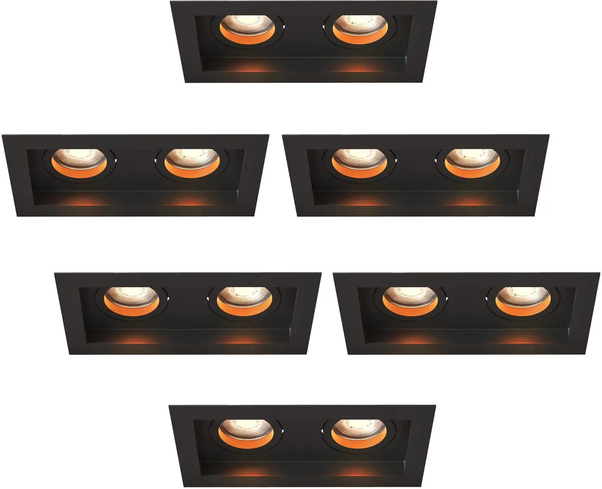 LEDVION 6x Inbouwspot Dubbel Rechthoek 185x100mm