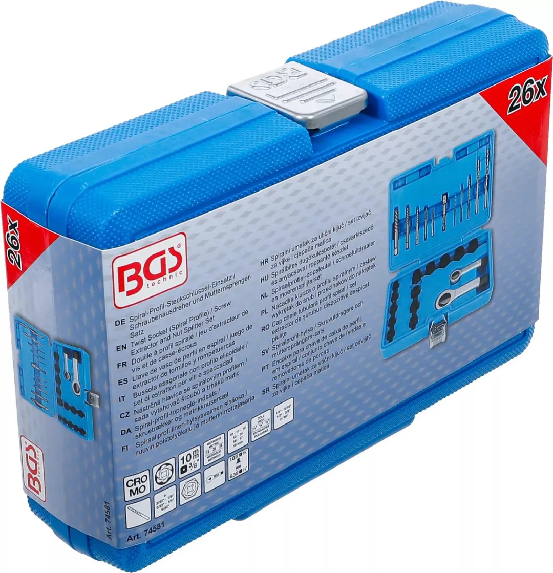 BGS technic 74581 Spiraalmoeruitdraaierset 26-delig - Blauw - afbeelding 3 van 6
