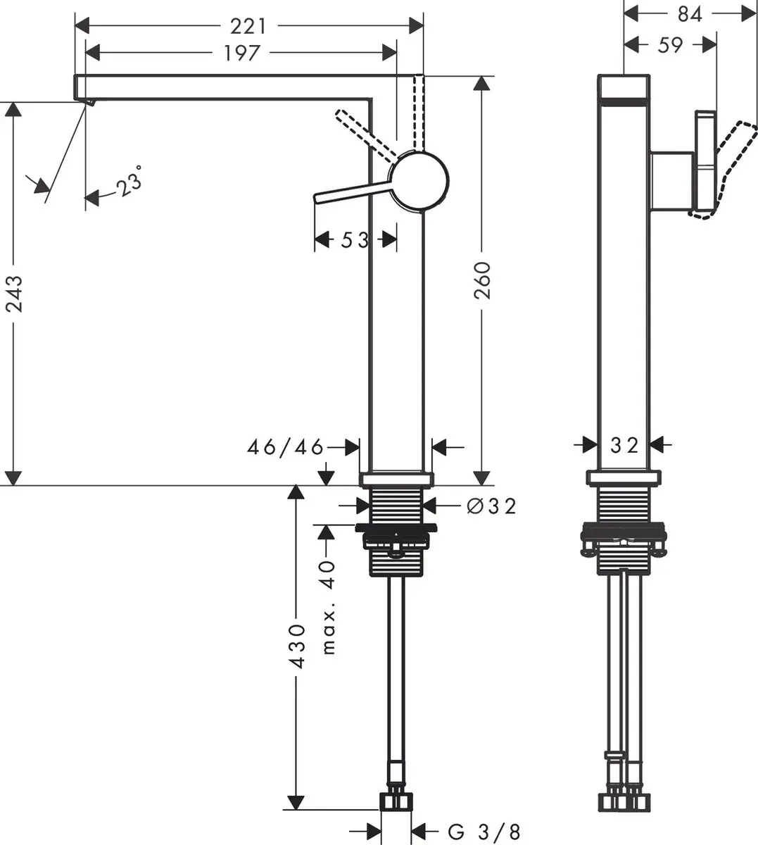Hansgrohe Tecturis E 73072000 Wastafelkraan - Chroom - afbeelding 2 van 6