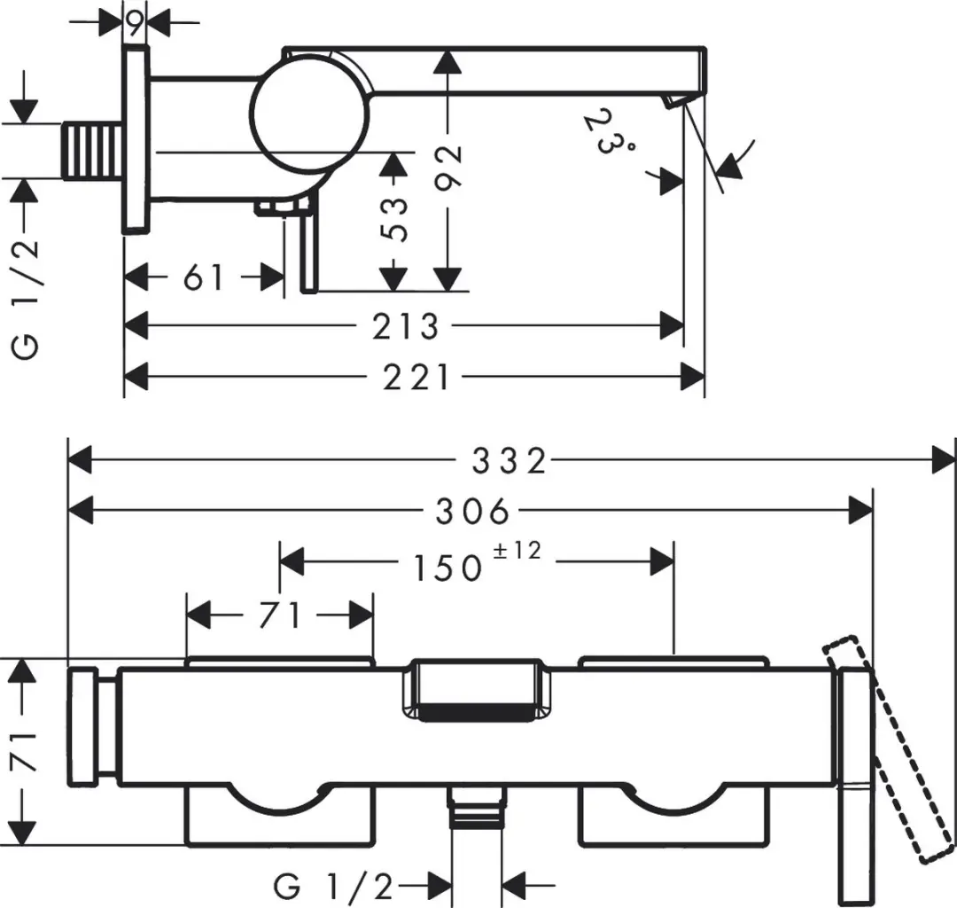 Hansgrohe Tecturis E 73420670 Badmengkraan - Mat Zwart - afbeelding 2 van 6