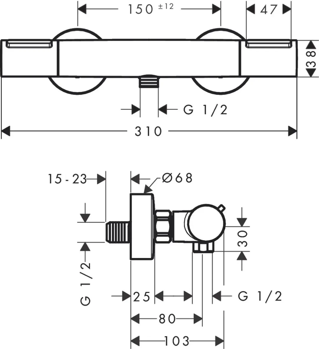 Hansgrohe Ecostat Element opbouw douchethermostaat chroom - afbeelding 2 van 6