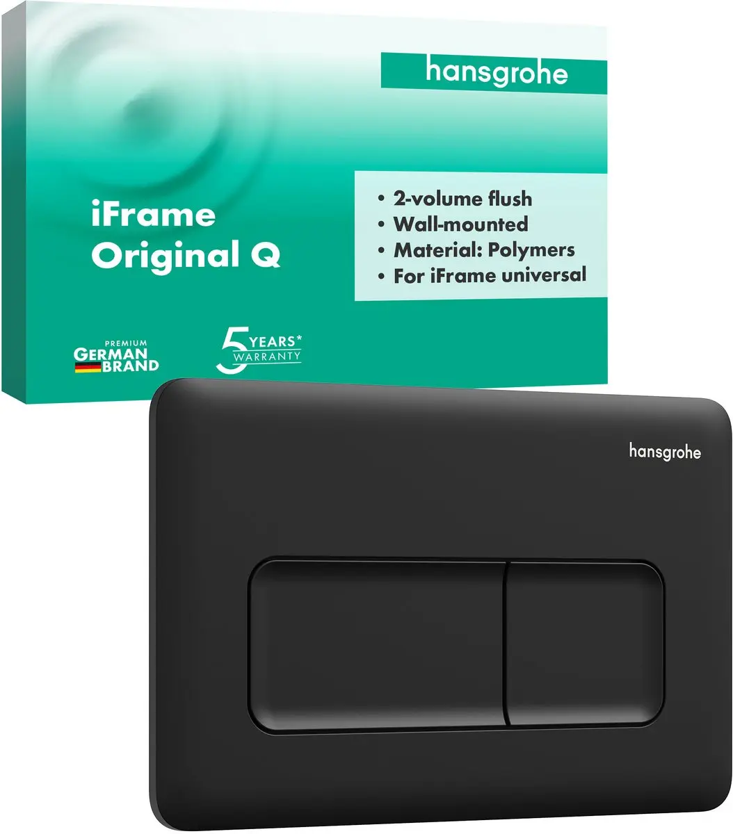 Hansgrohe IFrame Original Q Drukplaat 66001670 - Dualflush - Mat Zwart - afbeelding 5 van 6