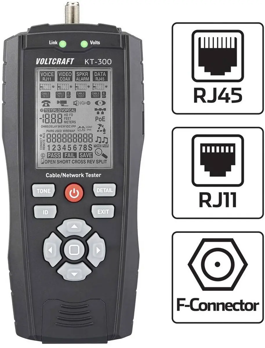 Voltcraft KT-300 kabeltester VC-17497100 - afbeelding 2 van 6