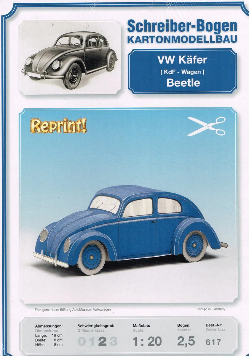 Volkswagen Kever Bouwplaat 1:20
