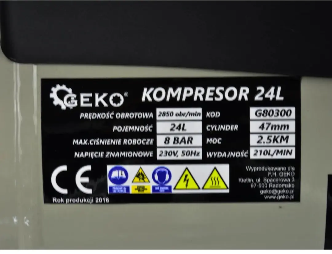 GEKO Oliegesmeerde Luchtcompressor 24L - 8 bar - 210 L/min - afbeelding 5 van 6