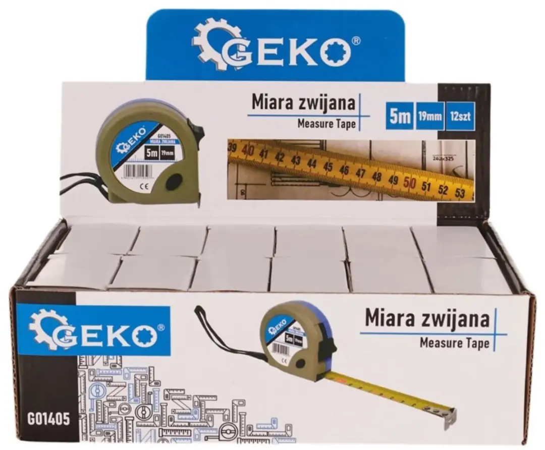 GEKO Meetlint 5 m - Stalen blad - 12 stuks - afbeelding 5 van 6