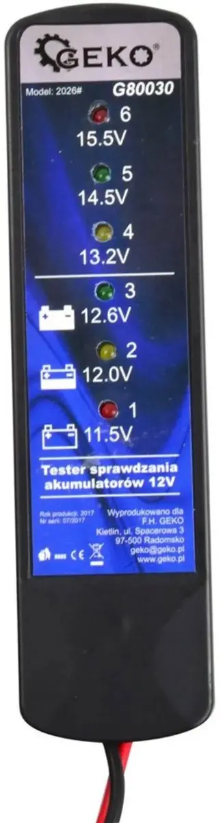 GEKO G80030 12V Accutester - Zwart - afbeelding 4 van 5