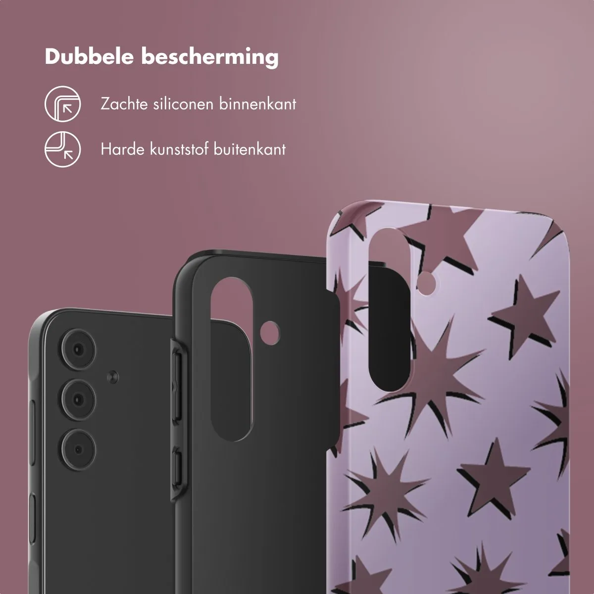 Selencia Hoesje Samsung Galaxy A55 - Stars Plum Lilac