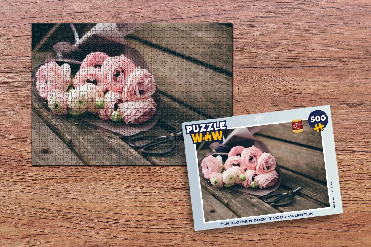 PuzzleWow Valentijn Bloemenboeket Legpuzzel 500 Stuks - Multicolor