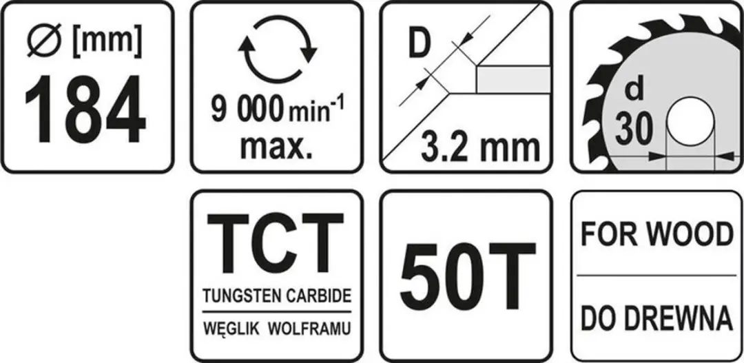 Yato YT-6062 Cirkelzaagblad Ø184mm 50T - afbeelding 2 van 3