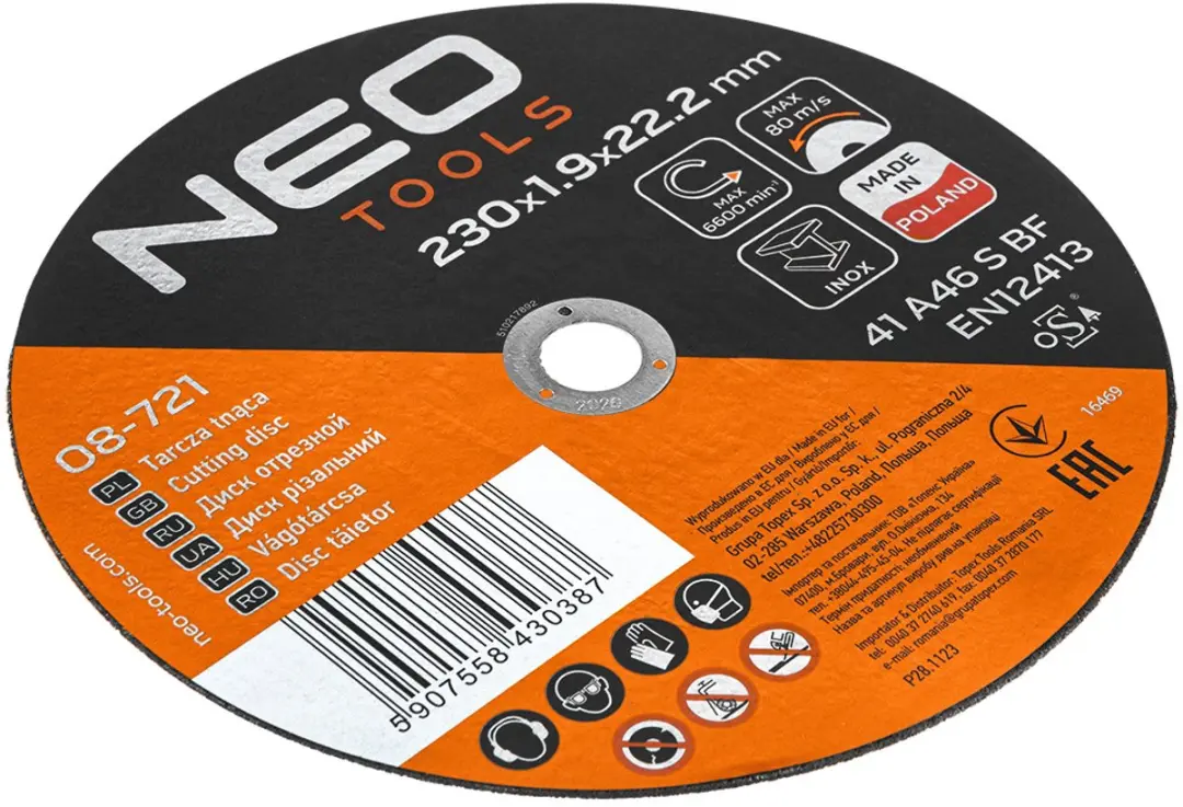 NEO TOOLS - Doorslijpschijf - 230mm - INOX - Staal - afbeelding 4 van 6