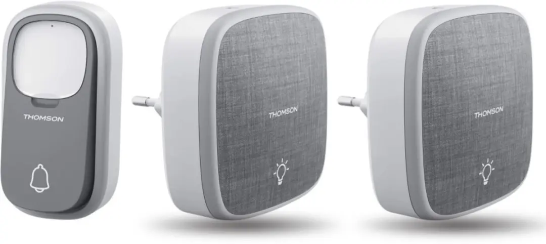 Thomson 513133-2 draadloze deurbel met kinetische knop en 2 plug-in ontvangers