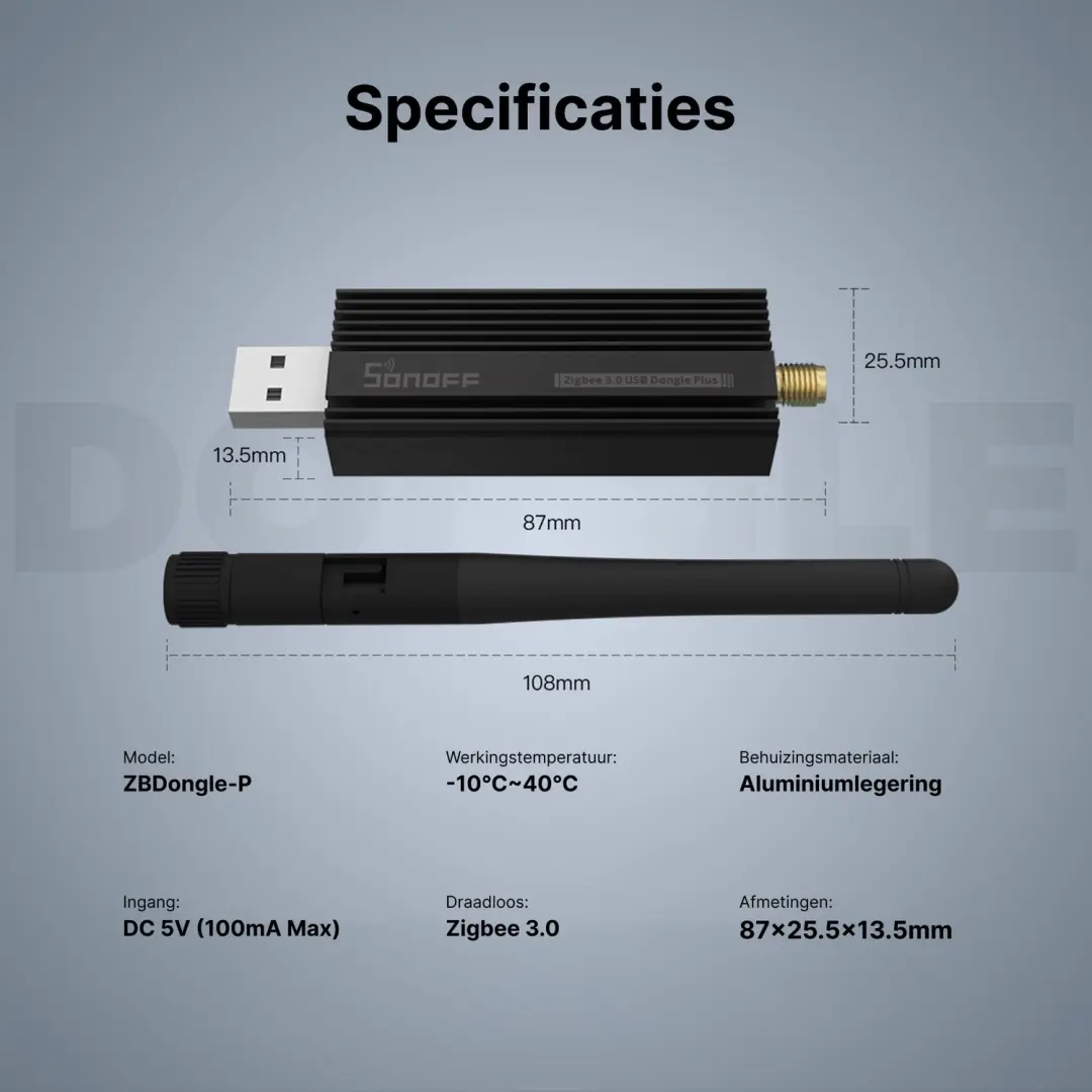 Sonoff ZBDongle-P ZigBee 3.0 USB Dongle Plus - Zwart - afbeelding 4 van 6