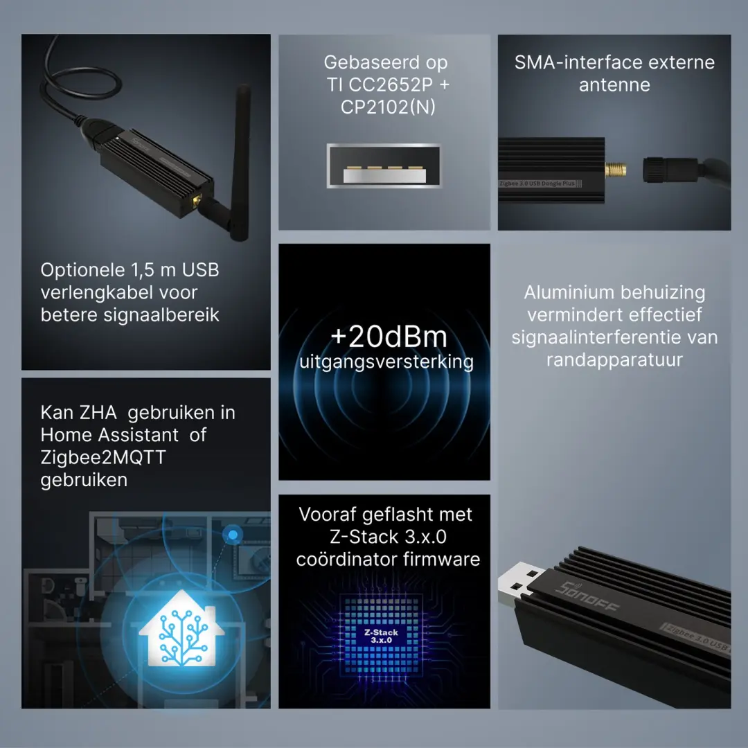 Sonoff ZBDongle-P ZigBee 3.0 USB Dongle Plus - Zwart - afbeelding 6 van 6