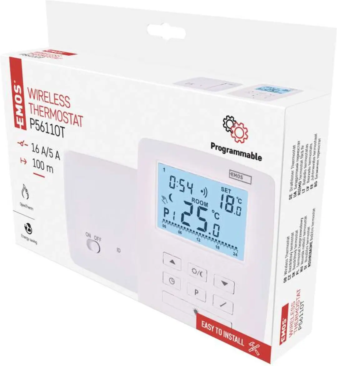 Emos P5611OT Programmeerbare OpenTherm Kamerthermostaat - Draadloos - Wit - afbeelding 4 van 6