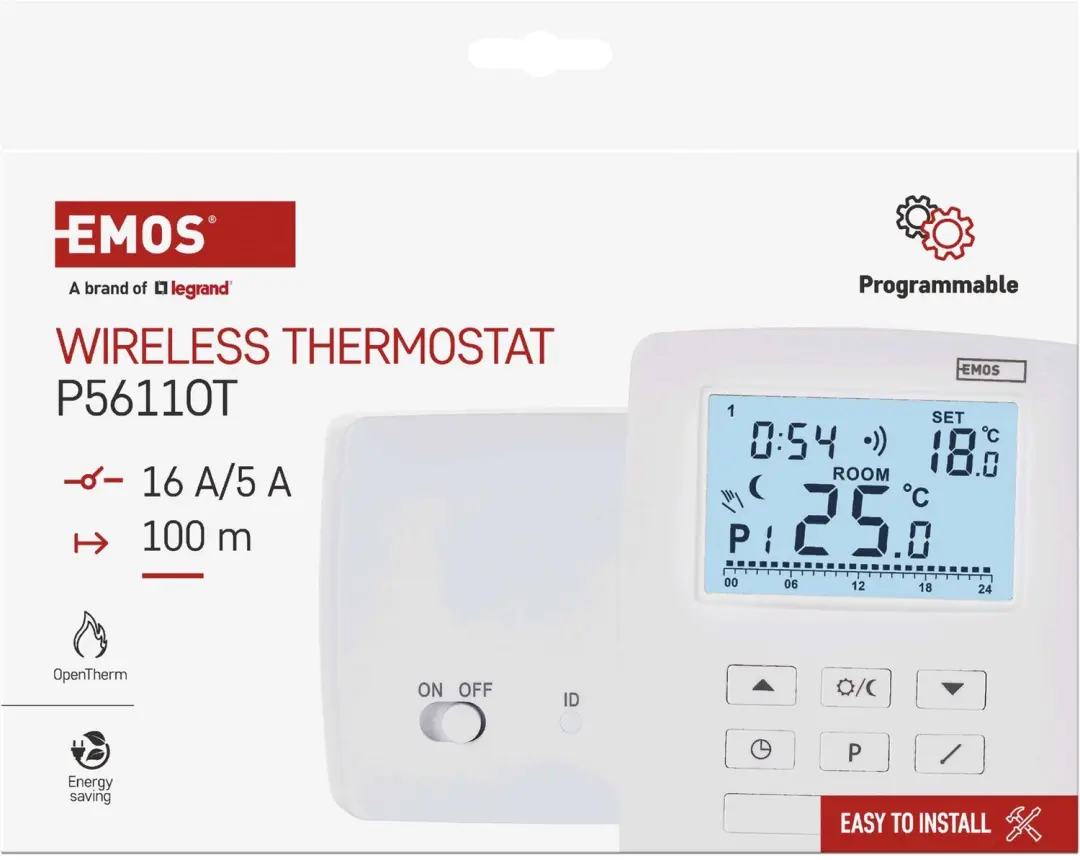 Emos P5611OT Programmeerbare OpenTherm Kamerthermostaat - Draadloos - Wit - afbeelding 6 van 6