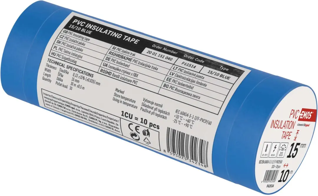Emos PVC Isolatietape 15mm x 10m Blauw - afbeelding 5 van 6