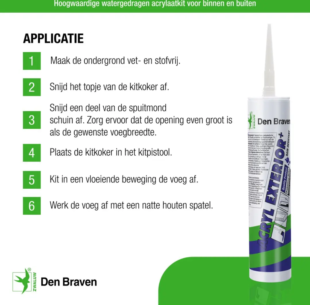 Zwaluw Acryl Exterior+ Acrylaatkit - 310ml - Grijs - afbeelding 5 van 6