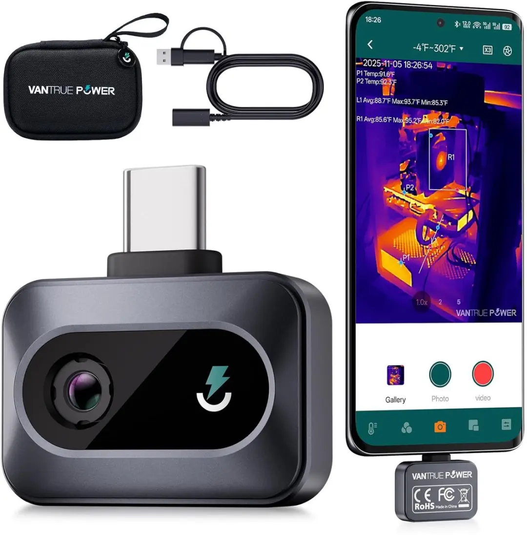 Vantrue TS1 Warmtebeeldcamera voor Android, Infraroodcamera Warmtebeeldcamera's