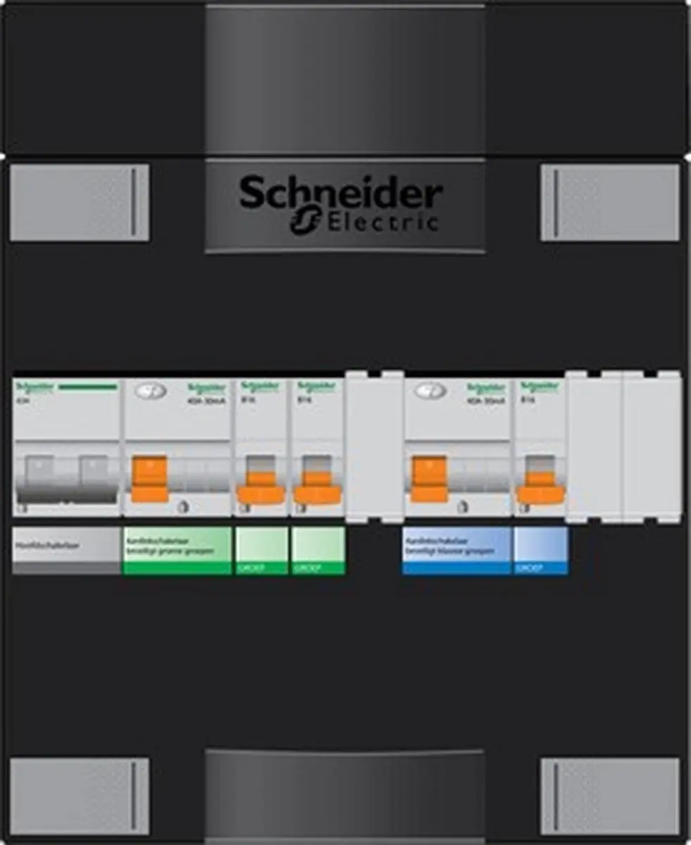 Schneider Electric Advanced groepenkast, 1 fase, 3 lichtgroepen, 2 aardlekschake