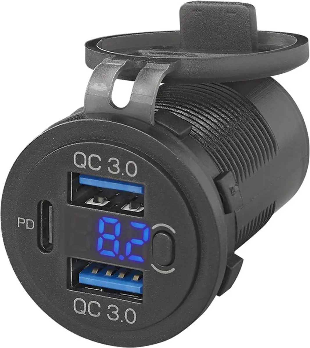 ProPlus USB-inbouwdoos met 3 poorten en voltmeter
