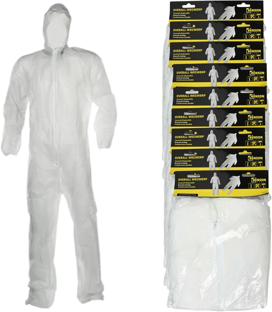 Benson Wegwerp schilders / klussers overall - 10x - one size - Klus overalls voor volwassenen - kunststof