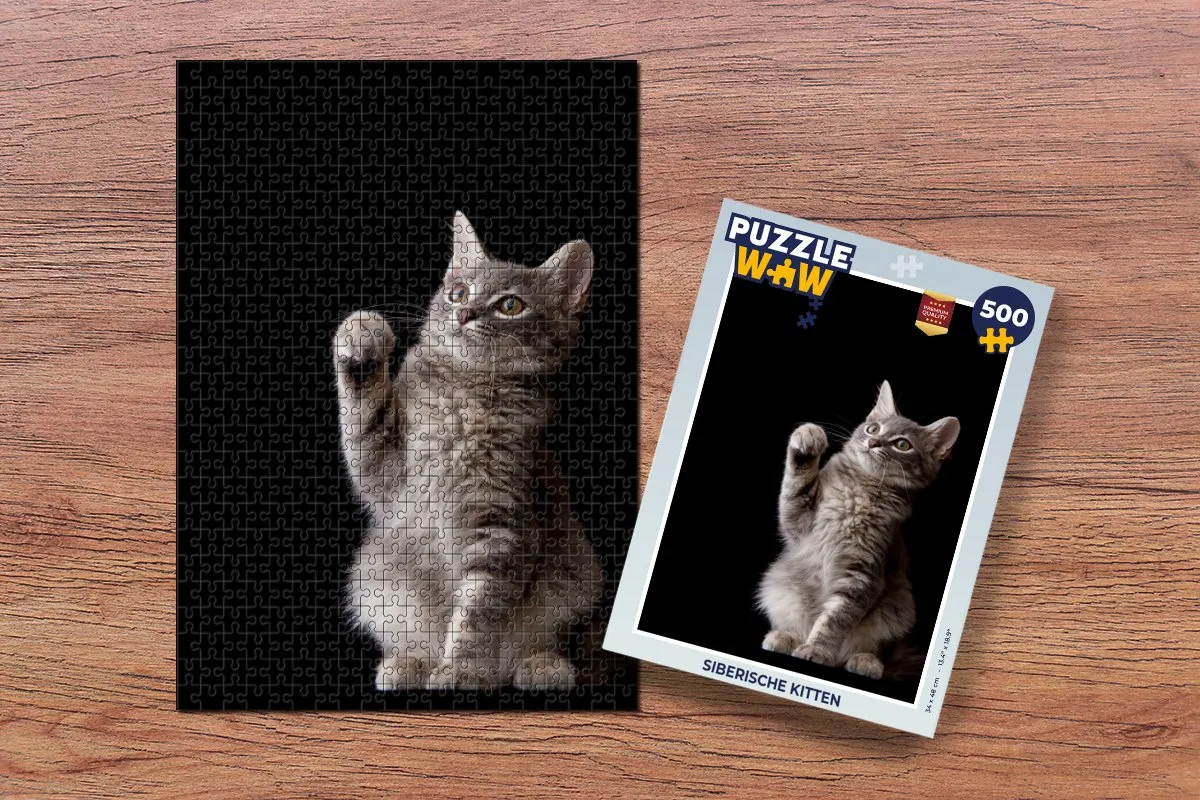 PuzzleWow Siberische Kitten Legpuzzel 500 Stuks - Multicolor