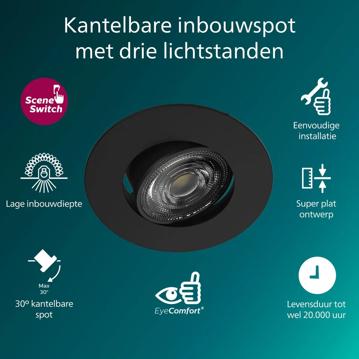 Philips Cilantro Inbouwspot 5W 3-pack - Zwart