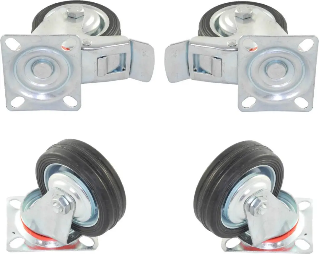 Set van 4 Zwenkwielen Transportwielen