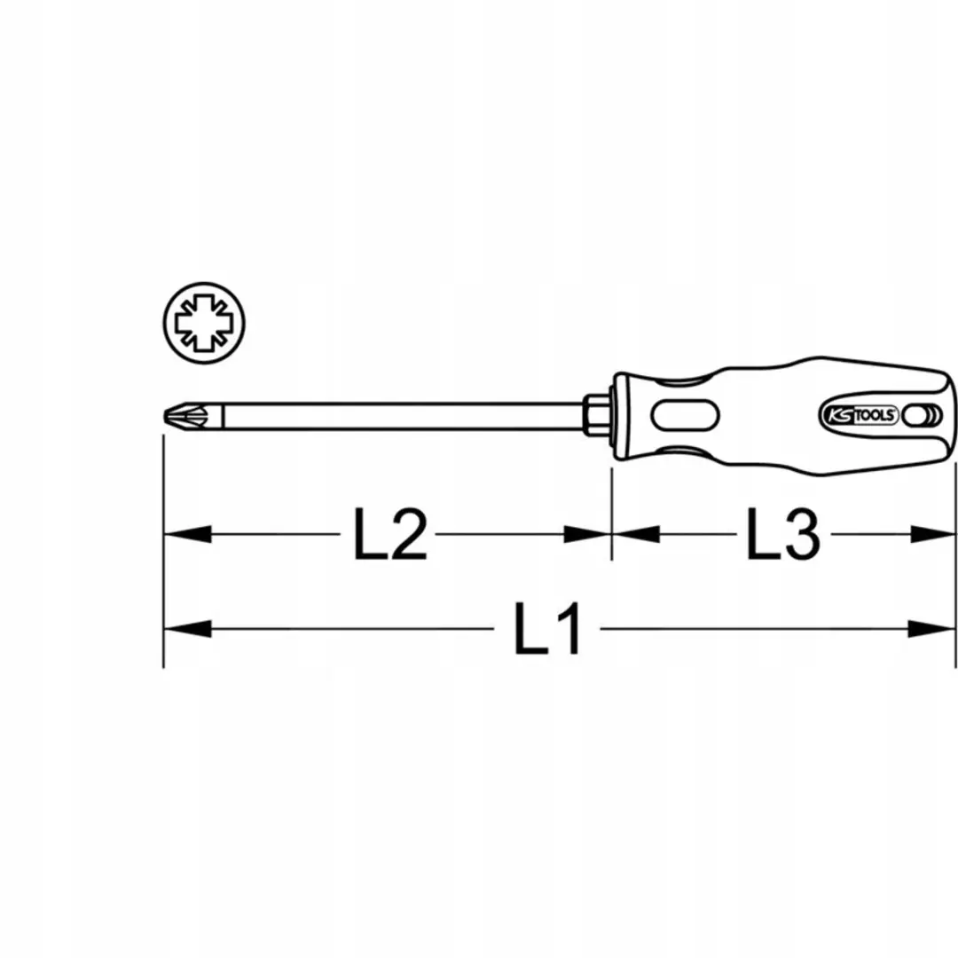 KS Tools ERGOTORQUE+ 159.1040 Schroevendraaier PZ1 - 180mm - afbeelding 2 van 4