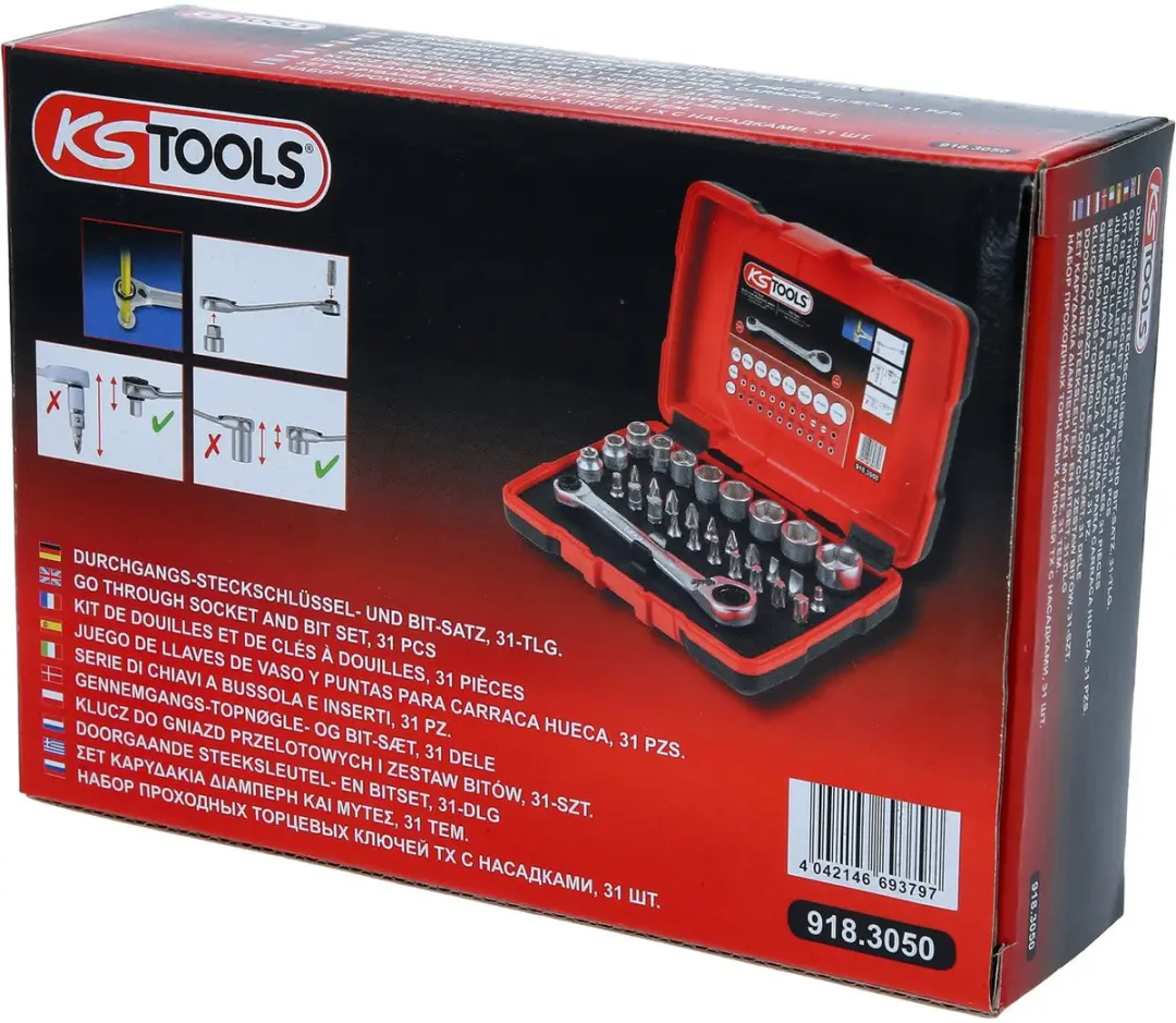 KS Tools 918.3050 Dopsleutelset 1/4" 31-delig - afbeelding 3 van 6