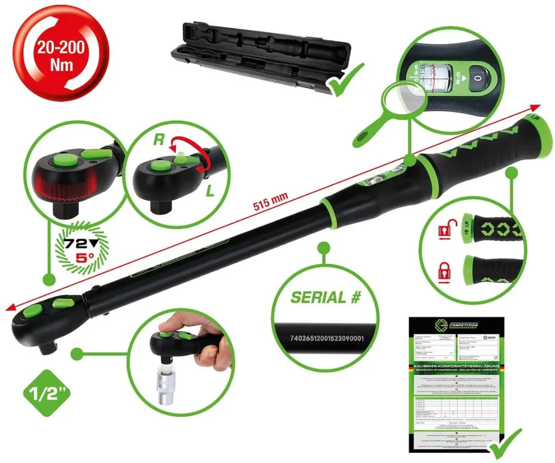 KS Tools 512.0015 Momentsleutel - 1/2 - 20-200 Nm - afbeelding 4 van 6