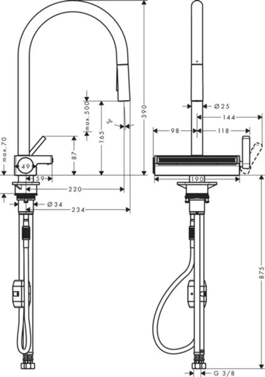 Hansgrohe Aquno Select 170 73837670 Keukenkraan