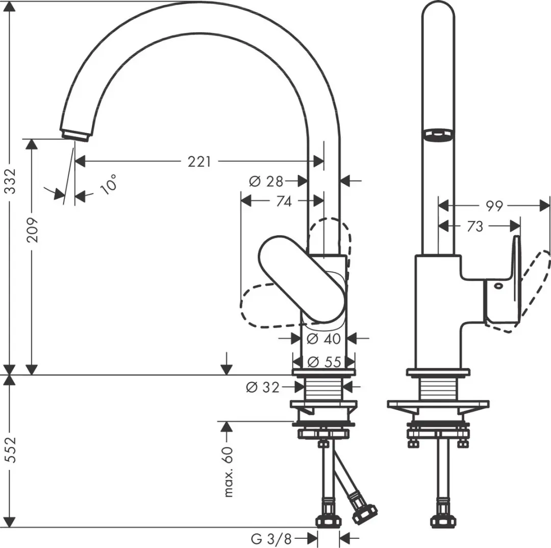 Hansgrohe Vernis Blend M35 Keukenmengkraan - Chroom - afbeelding 2 van 6
