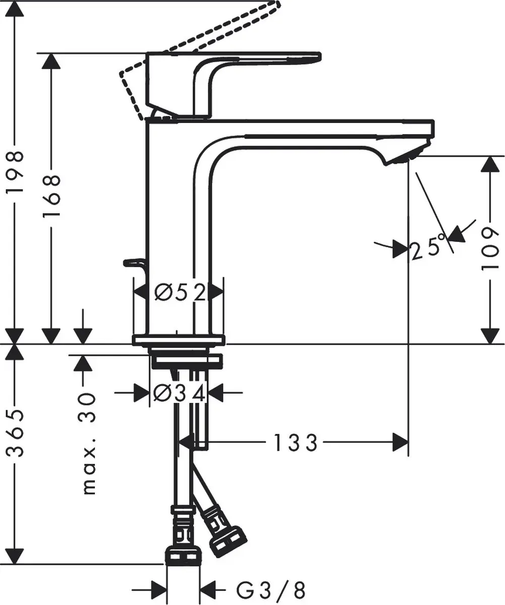 Hansgrohe Rebris E Wastafelmengkraan 72559670 - Mat Zwart - afbeelding 2 van 6