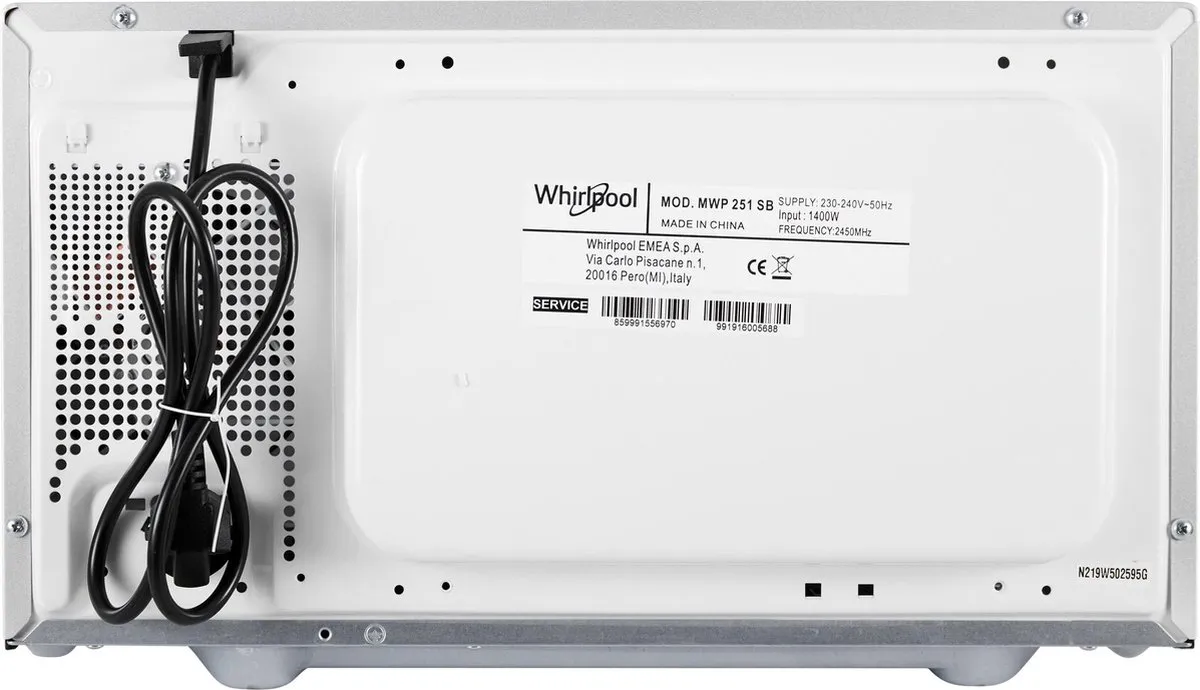 Whirlpool MWP 251 SB Magnetron 900W - 7 standen - Zilver/Zwart - afbeelding 6 van 6