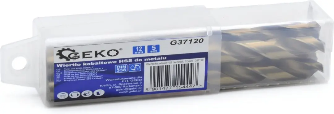 GEKO Metaalboor HSS M35 5% Kobalt 12mm - 5 stuks - afbeelding 5 van 6