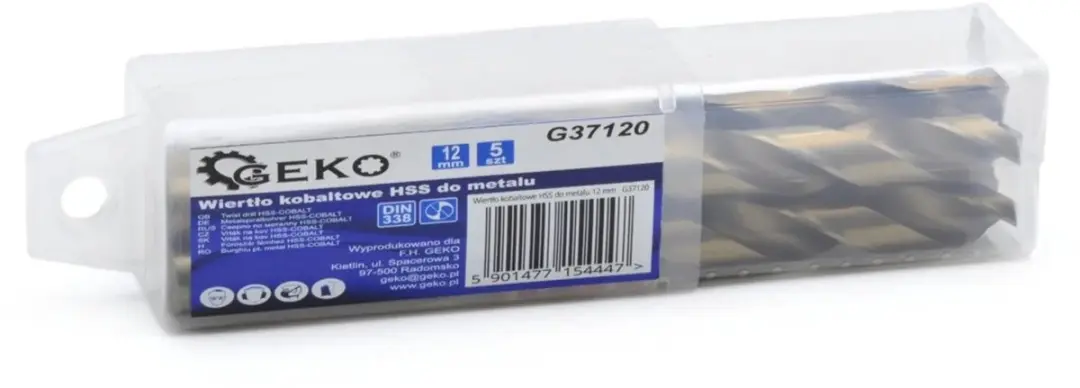 GEKO Metaalboor HSS M35 5% Kobalt 12mm - 5 stuks - afbeelding 6 van 6