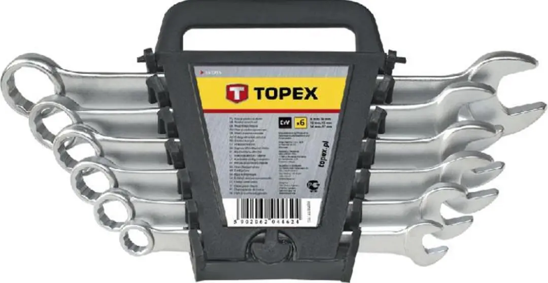 TOPEX Ring Steeksleutelset - 6 delig - 8-19 mm - CrV staal - afbeelding 3 van 3