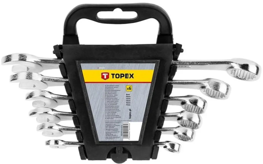 TOPEX Ring Steeksleutelset - 6 delig - 8-19 mm - CrV staal - afbeelding 2 van 3