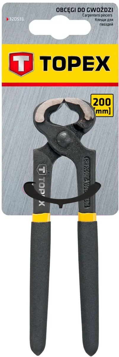 Topex - Nageltang - 200mm - Ergonomische Handgrepen - Chroom-Vanadium Staal - afbeelding 3 van 4